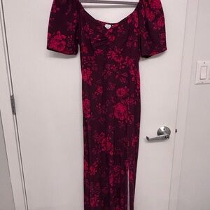 GAP Burgundy Floral Maxi Dress